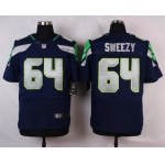 Men's Seattle Seahawks #64 J. R. Sweezy Navy Blue Team Color NFL Nike Elite Jersey