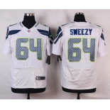 Men's Seattle Seahawks #64 J. R. Sweezy White Road NFL Nike Elite Jersey