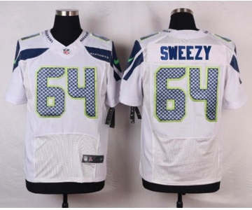 Men's Seattle Seahawks #64 J. R. Sweezy White Road NFL Nike Elite Jersey