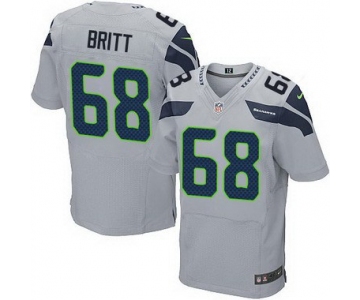 Men's Seattle Seahawks #68 Justin Britt Gray Alternate NFL Nike Elite Jersey