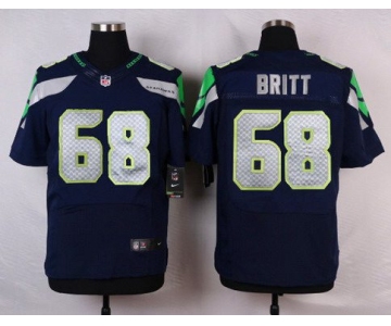 Men's Seattle Seahawks #68 Justin Britt Navy Blue Team Color NFL Nike Elite Jersey