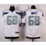 Men's Seattle Seahawks #68 Justin Britt White Road NFL Nike Elite Jersey