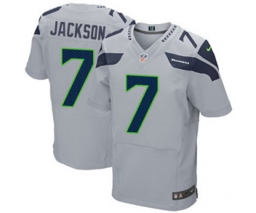 Men's Seattle Seahawks #7 Tarvaris Jackson Gray Alternate NFL Nike Elite Jersey