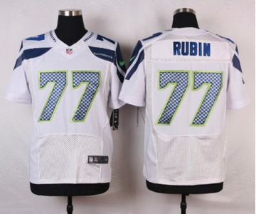 Men's Seattle Seahawks #77 Ahtyba Rubin White Road NFL Nike Elite Jersey