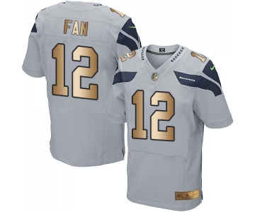 Nike Seahawks #12 Fan Grey Alternate Men's Stitched NFL Elite Gold Jersey