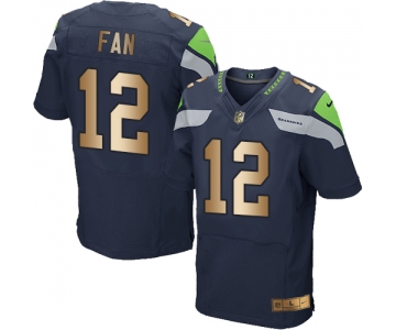 Nike Seahawks #12 Fan Steel Blue Team Color Men's Stitched NFL Elite Gold Jersey