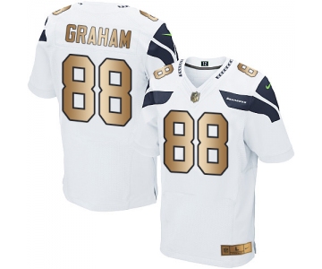 Nike Seahawks #88 Jimmy Graham White Men's Stitched NFL Elite Gold Jersey