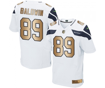 Nike Seahawks #89 Doug Baldwin White Men's Stitched NFL Elite Gold Jersey