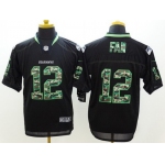 Nike Seattle Seahawks #12 Fan Black With Camo Elite Jersey