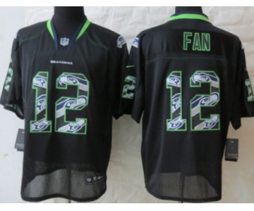 Nike Seattle Seahawks #12 Fan Lights Out Black Ornamented Elite Jersey