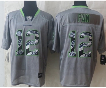 Nike Seattle Seahawks #12 Fan Lights Out Gray Ornamented Elite Jersey