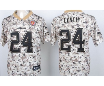 Nike Seattle Seahawks #24 Marshawn Lynch 2013 USMC Camo Elite Jersey