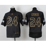 Nike Seattle Seahawks #24 Marshawn Lynch 2014 All Black/Gold Elite Jersey