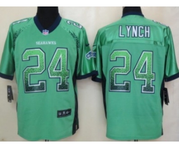 Nike Seattle Seahawks #24 Marshawn Lynch Drift Fashion Green Elite Jersey