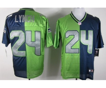 Nike Seattle Seahawks #24 Marshawn Lynch Green/Navy Blue Two Tone Elite Jersey