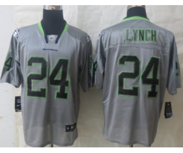 Nike Seattle Seahawks #24 Marshawn Lynch Lights Out Gray Elite Jersey