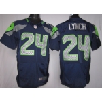 Nike Seattle Seahawks #24 Marshawn Lynch Navy Blue Elite Jersey