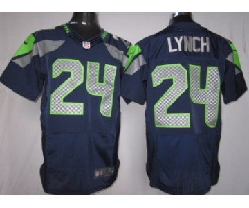 Nike Seattle Seahawks #24 Marshawn Lynch Navy Blue Elite Jersey