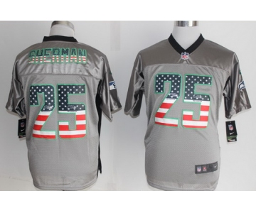 Nike Seattle Seahawks #25 Richard Sherman 2014 USA Flag Fashion Gray Elite Jersey