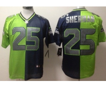 Nike Seattle Seahawks #25 Richard Sherman Green/Navy Blue Two Tone Elite Jersey