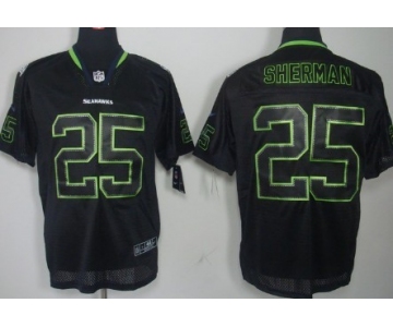 Nike Seattle Seahawks #25 Richard Sherman Lights Out Black Elite Jersey