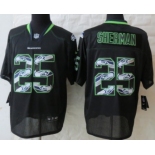 Nike Seattle Seahawks #25 Richard Sherman Lights Out Black Ornamented Elite Jersey