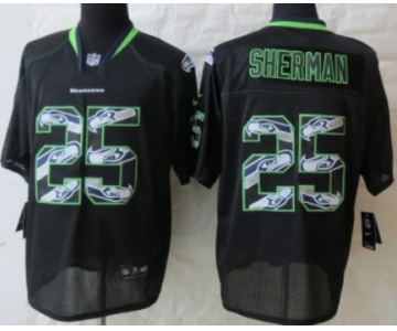 Nike Seattle Seahawks #25 Richard Sherman Lights Out Black Ornamented Elite Jersey