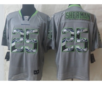 Nike Seattle Seahawks #25 Richard Sherman Lights Out Gray Ornamented Elite Jersey