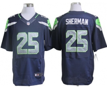 Nike Seattle Seahawks #25 Richard Sherman Navy Blue Elite Jersey