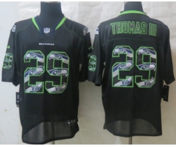 Nike Seattle Seahawks #29 Earl Thomas III Lights Out Black Ornamented Elite Jersey