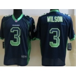 Nike Seattle Seahawks #3 Russell Wilson Drift Fashion Blue Elite Jersey