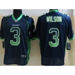 Nike Seattle Seahawks #3 Russell Wilson Drift Fashion Blue Elite Jersey