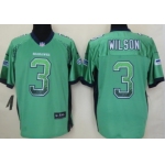 Nike Seattle Seahawks #3 Russell Wilson Drift Fashion Green Elite Jersey