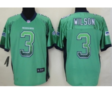 Nike Seattle Seahawks #3 Russell Wilson Drift Fashion Green Elite Jersey