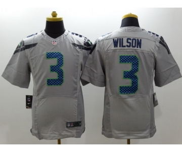 Nike Seattle Seahawks #3 Russell Wilson Gray Elite Jersey