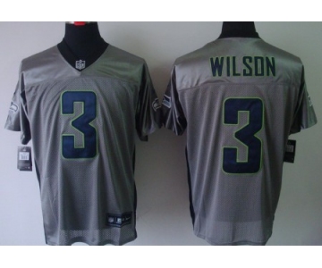 Nike Seattle Seahawks #3 Russell Wilson Gray Shadow Elite Jersey
