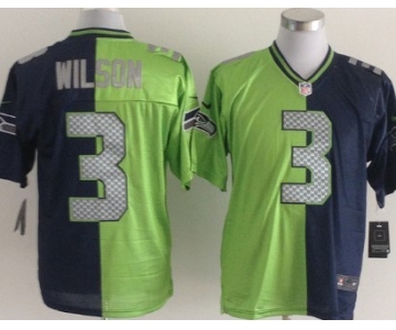 Nike Seattle Seahawks #3 Russell Wilson Green/Navy Blue Two Tone Elite Jersey