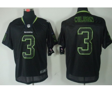 Nike Seattle Seahawks #3 Russell Wilson Lights Out Black Elite Jersey