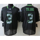 Nike Seattle Seahawks #3 Russell Wilson Lights Out Black Ornamented Elite Jersey