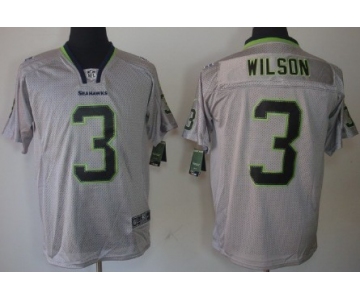 Nike Seattle Seahawks #3 Russell Wilson Lights Out Gray Elite Jersey