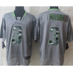 Nike Seattle Seahawks #3 Russell Wilson Lights Out Gray Ornamented Elite Jersey