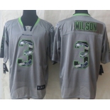 Nike Seattle Seahawks #3 Russell Wilson Lights Out Gray Ornamented Elite Jersey