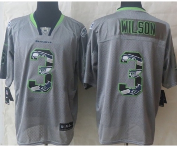 Nike Seattle Seahawks #3 Russell Wilson Lights Out Gray Ornamented Elite Jersey