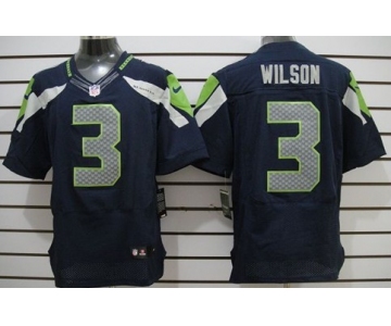 Nike Seattle Seahawks #3 Russell Wilson Navy Blue Elite Jersey