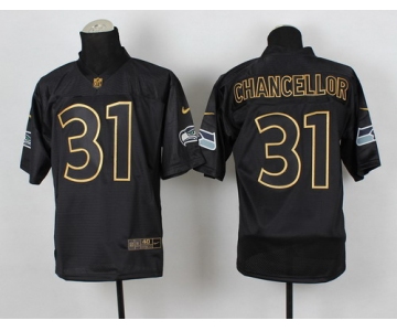 Nike Seattle Seahawks #31 Kam Chancellor 2014 All Black/Gold Elite Jersey