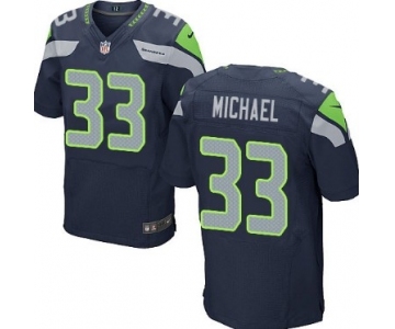 Nike Seattle Seahawks #33 Christine Michael Navy Blue Elite Jersey