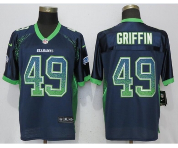 Nike Seattle Seahawks #49 Shaquill Griffin Navy Drift Fashion Elite Jersey