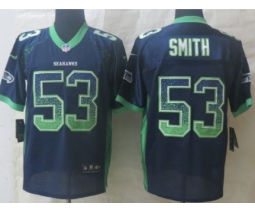 Nike Seattle Seahawks #53 Malcolm Smith Drift Fashion Blue Elite Jersey