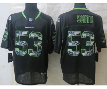 Nike Seattle Seahawks #53 Malcolm Smith Lights Out Black Ornamented Elite Jersey