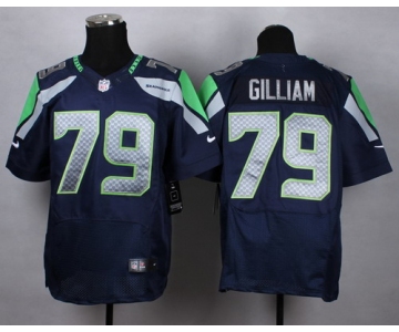 Nike Seattle Seahawks #79 Garry Gilliam Navy Blue Elite Jersey